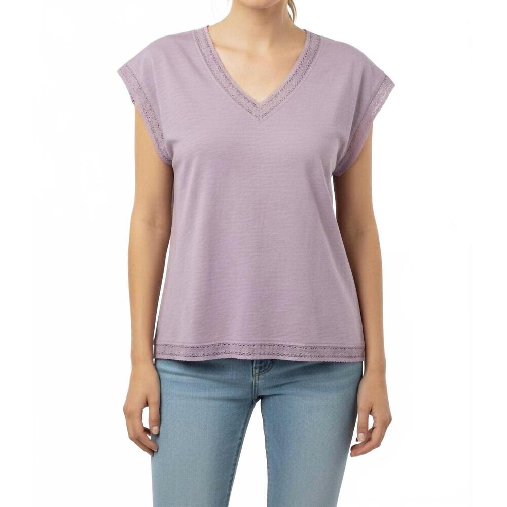 NEW MODODOC dolman lace trim tee in lilac